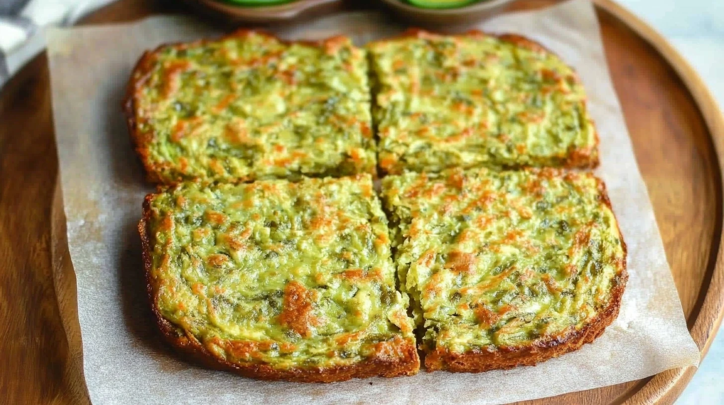 Avocado Cottage Cheese Bread on a wooden plate with garnishes