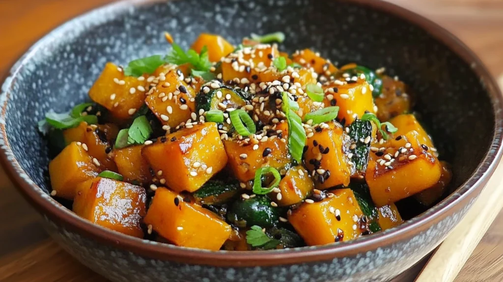 Steamed kabocha squash with soy dressing - vegan recipe