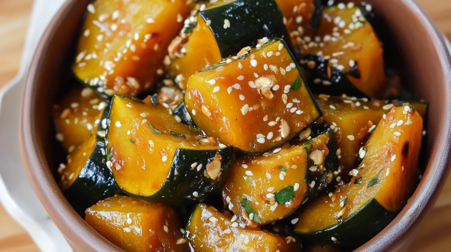 Chinese squash recipes kabocha vegan stir-fry with sesame seeds