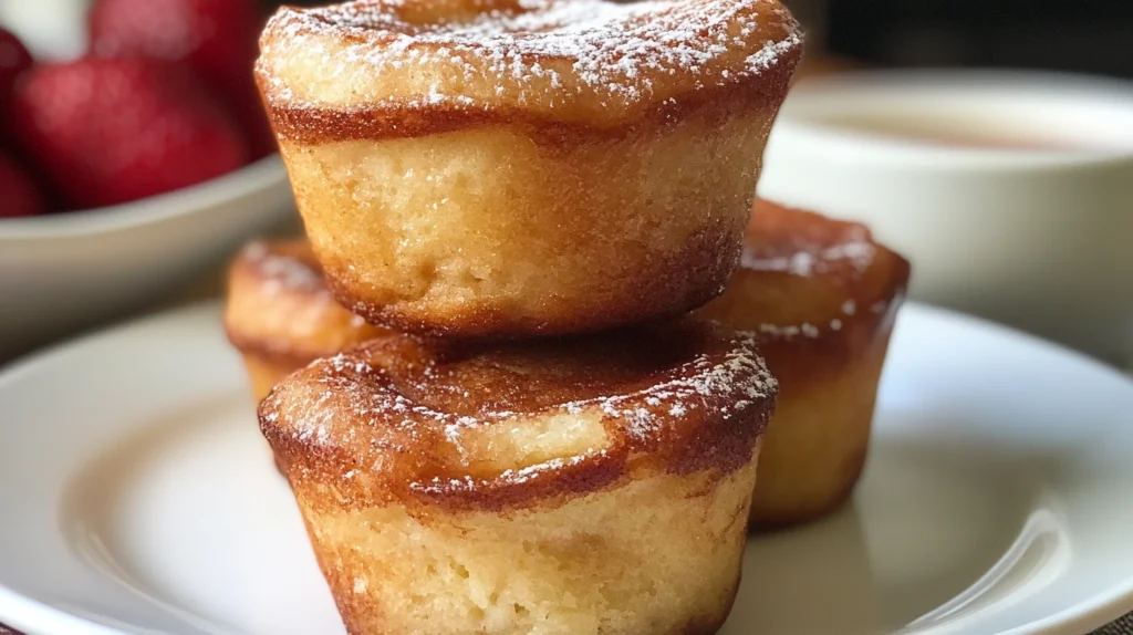 Freshly baked Cinnamon Sugar French Toast Muffins in a muffin tin