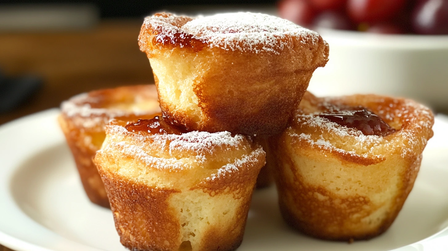 Cinnamon Sugar French Toast Muffins on a serving plate