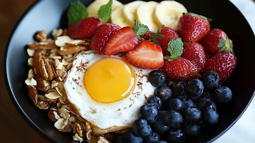 Overnight chia seed pudding topped with fresh fruits, a simple Daniel Fast breakfast recipe.